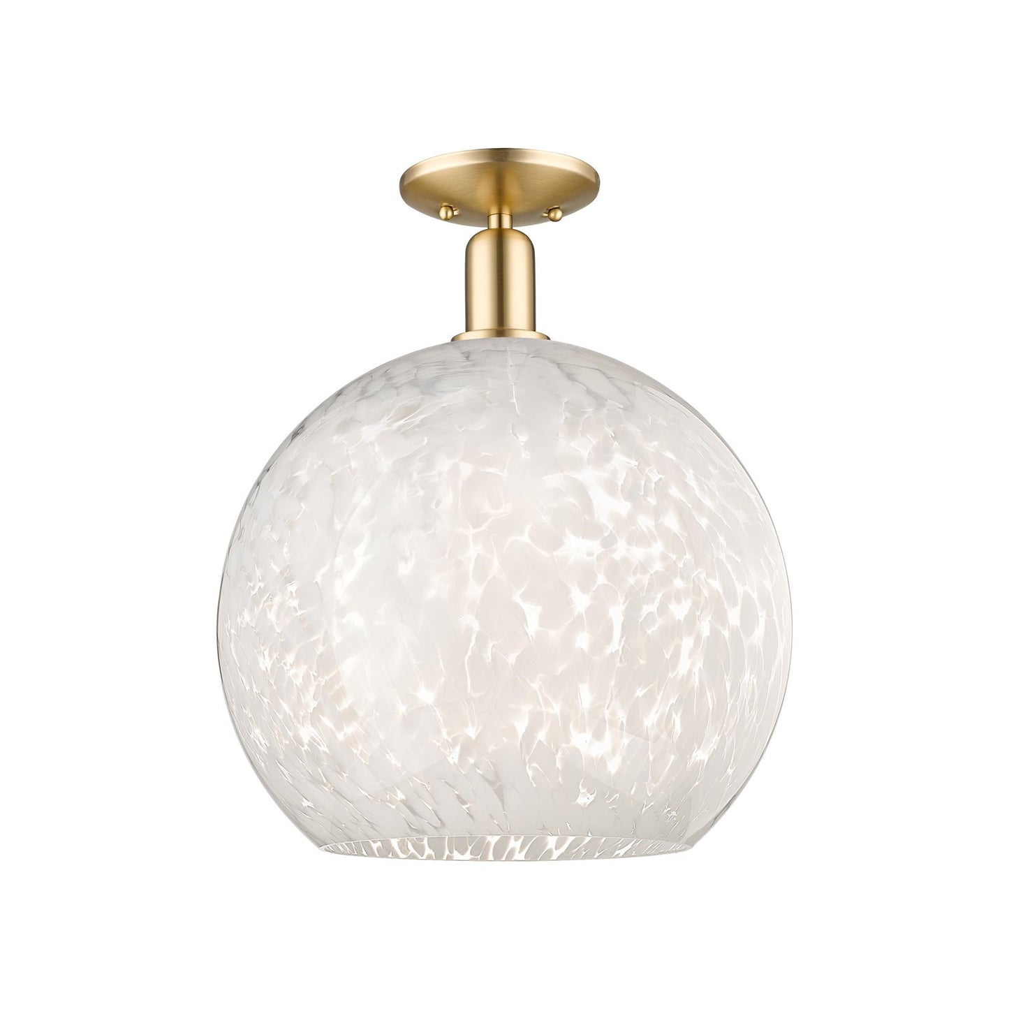 Innovations Lighting Arcadia 14in 1-Light Semi-Flush Mount | Industrial Champagne Bronze Steel and White Mouchette Glass | Model 716-1C-CB-G1216-14WM