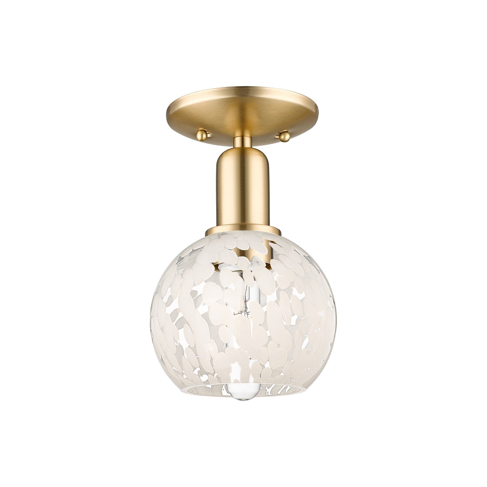 Innovations Lighting White Mouchette 6in 1-Light Semi-Flush Mount | Industrial Champagne Bronze Steel and White Glass | Model 716-1C-CB-G1216-6WM