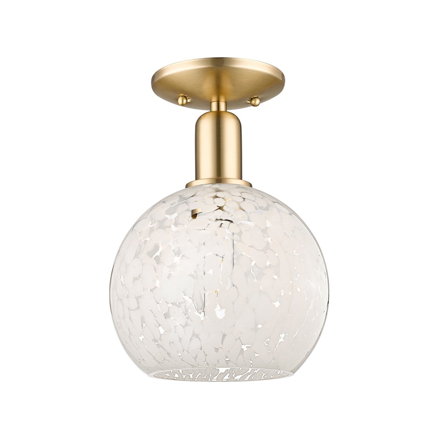 Innovations Lighting Arcadia 8in 1-Light Semi-Flush Mount | Industrial Champagne Bronze Steel and White Mouchette Glass | Model 716-1C-CB-G1216-8WM