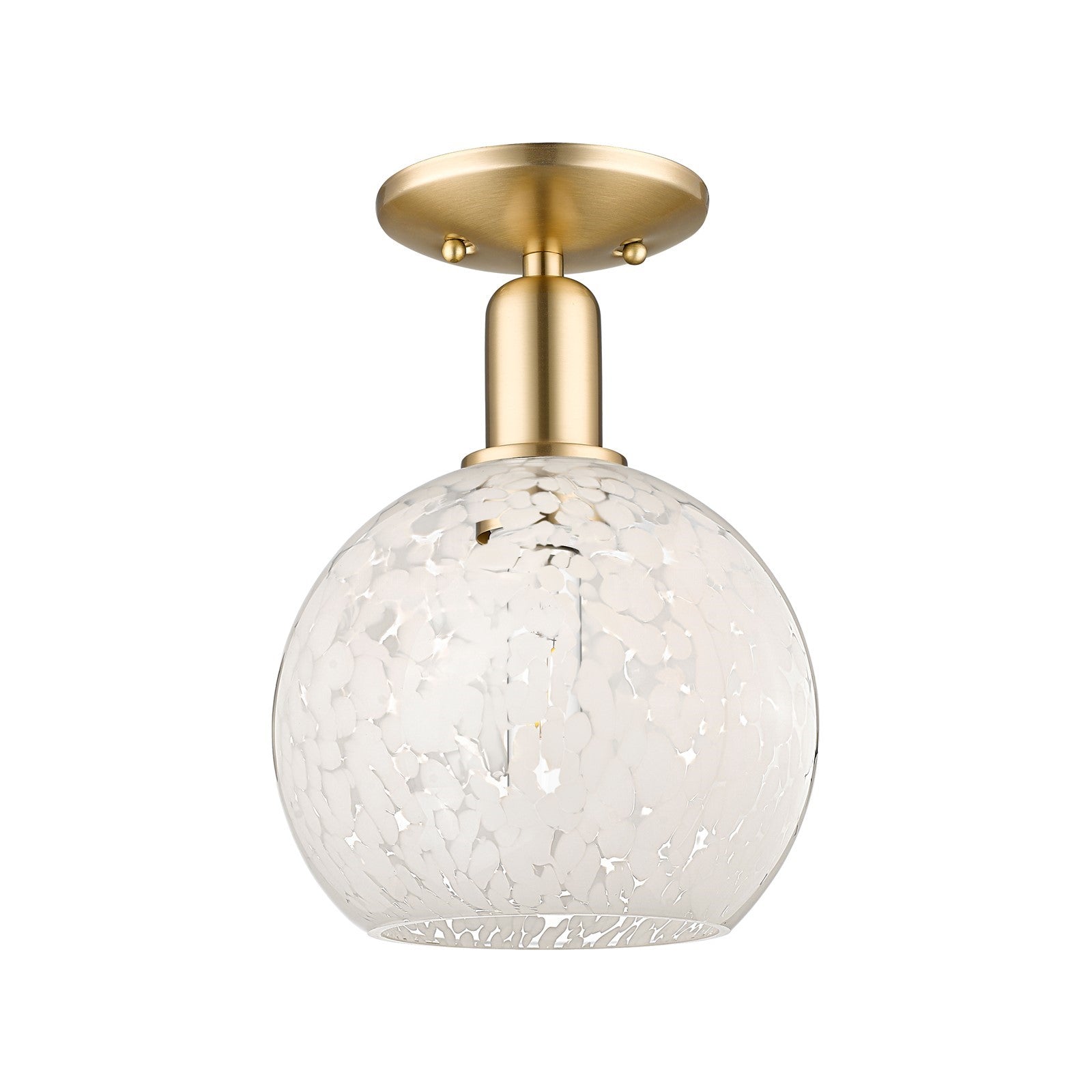 Innovations Lighting Arcadia 8in 1-Light Semi-Flush Mount | Industrial Champagne Bronze Steel and White Mouchette Glass | Model 716-1C-CB-G1216-8WM