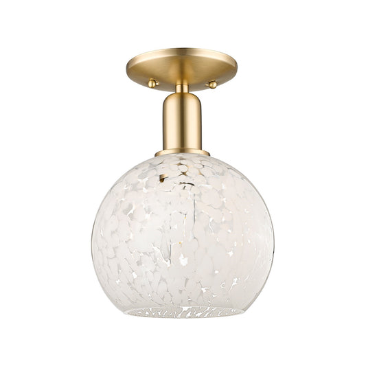 Innovations Lighting Arcadia 8in 1-Light Semi-Flush Mount | Industrial Champagne Bronze Steel and White Mouchette Glass | Model 716-1C-CB-G1216-8WM
