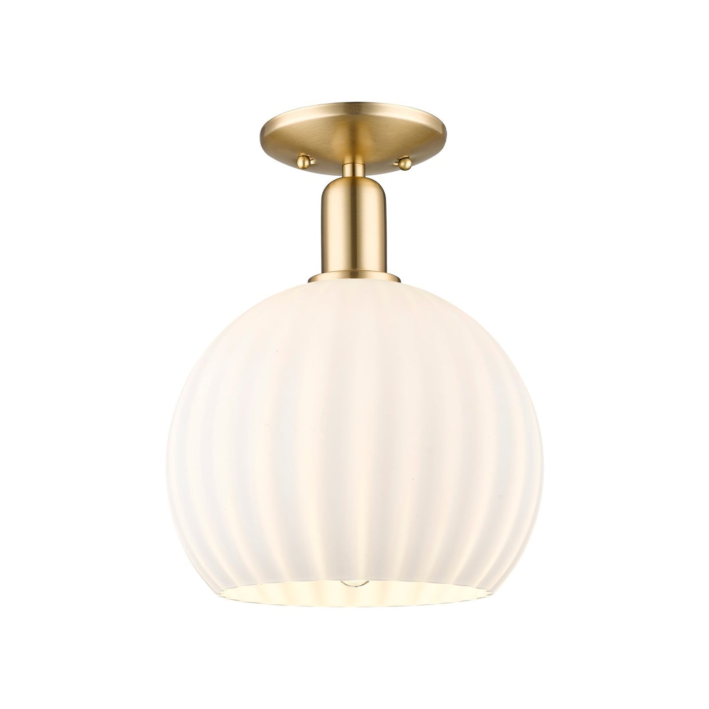 Innovations Lighting Arcadia 10in 1-Light Semi-Flush Mount | Industrial Champagne Bronze Steel and White Venetian Glass | Model 716-1C-CB-G1217-10WV