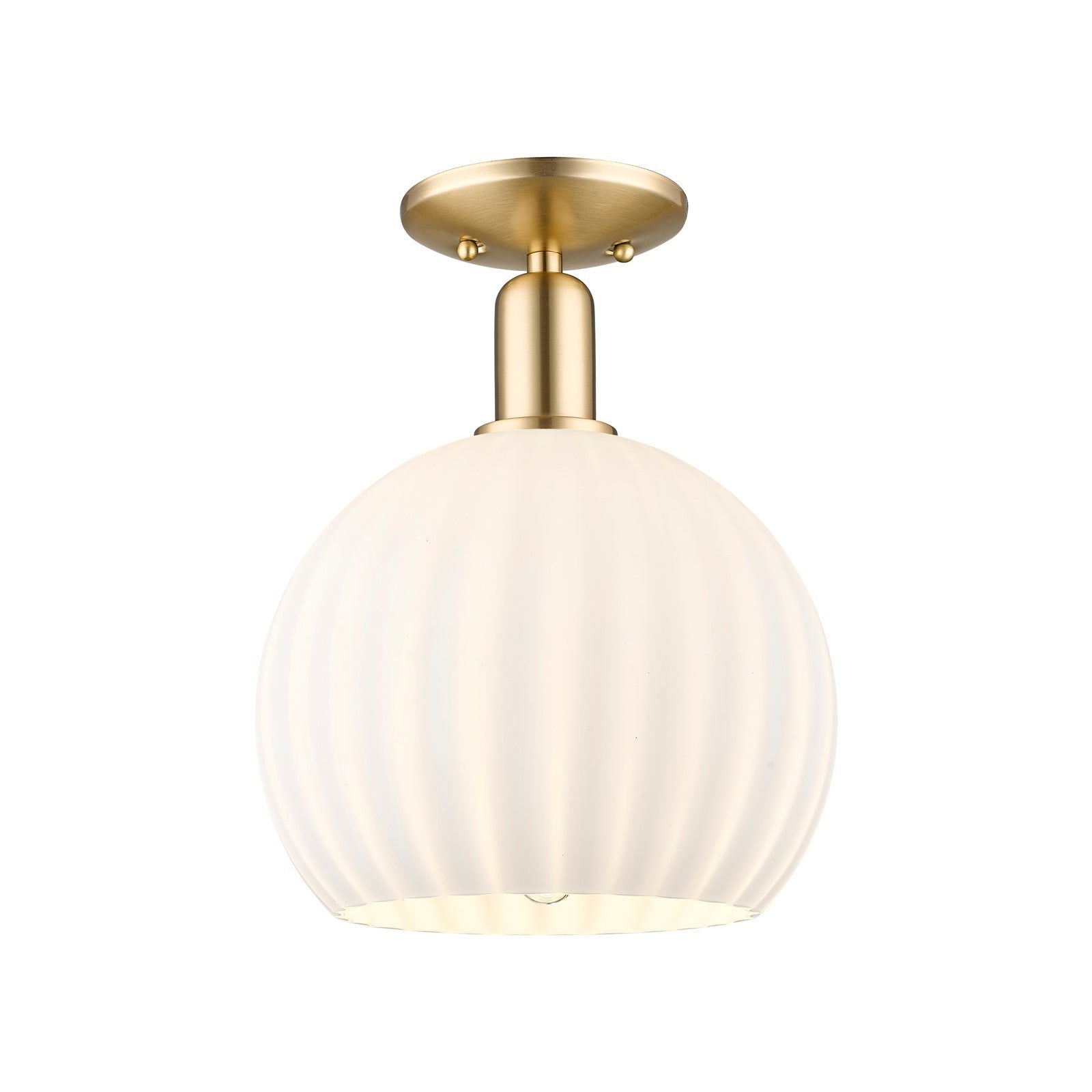 Innovations Lighting Arcadia 10in 1-Light Semi-Flush Mount | Industrial Champagne Bronze Steel and White Venetian Glass | Model 716-1C-CB-G1217-10WV
