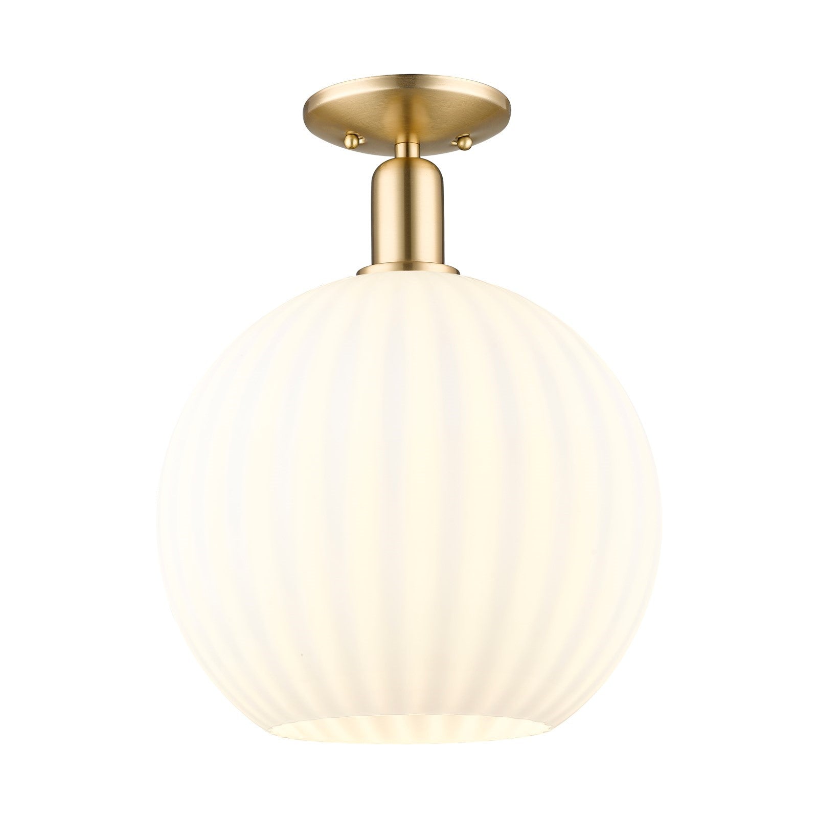 Innovations Arcadia 12in 1-Light Semi-Flush Mount | Industrial Champagne Bronze Steel and White Venetian Glass | Entryway & | Model 716-1C-CB-G1217-12WV