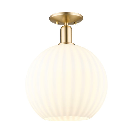Innovations Arcadia 12in 1-Light Semi-Flush Mount | Industrial Champagne Bronze Steel and White Venetian Glass | Entryway & | Model 716-1C-CB-G1217-12WV