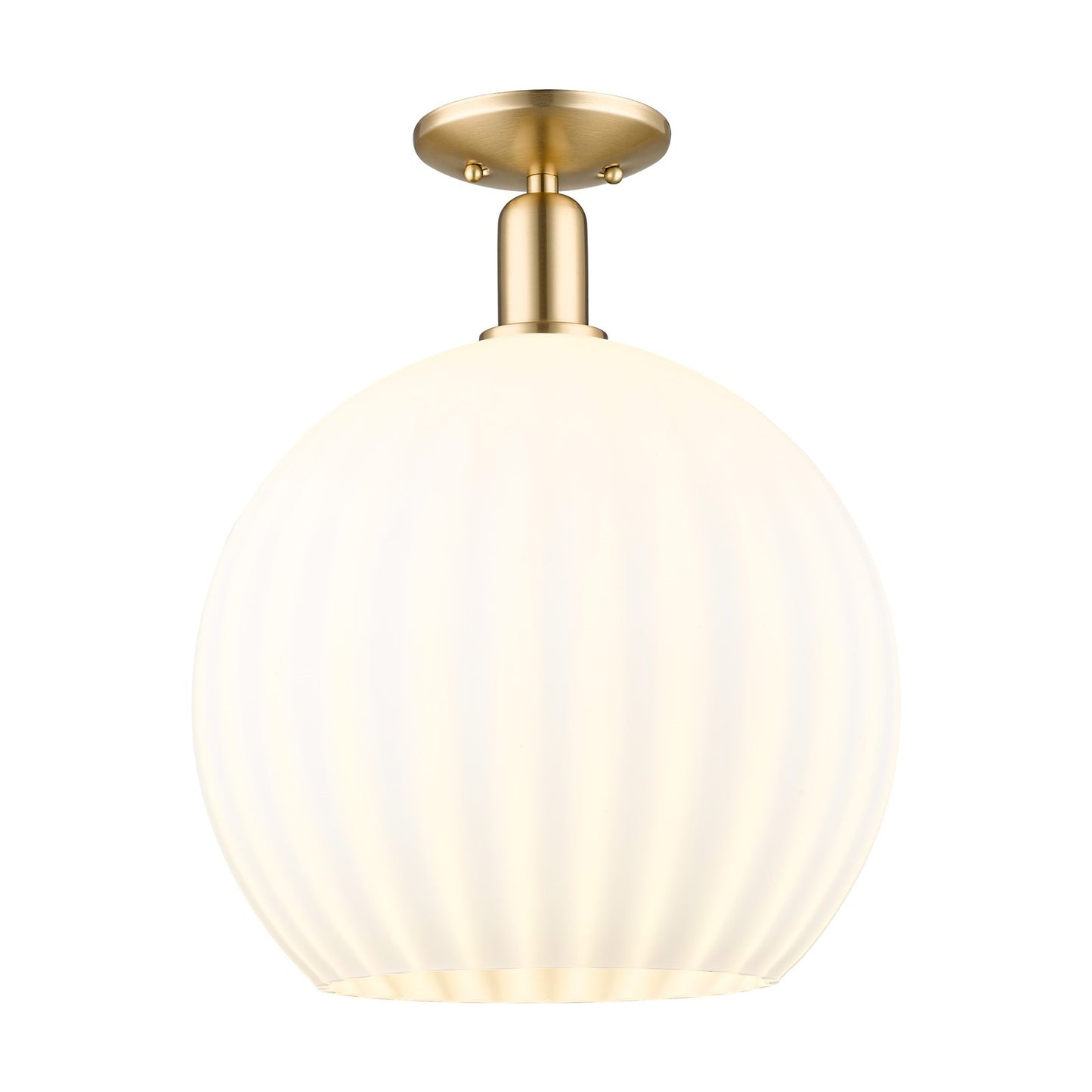 Innovations Lighting Arcadia 14in 1-Light Semi-Flush Mount | Industrial Champagne Bronze Steel and White Venetian Glass | Model 716-1C-CB-G1217-14WV