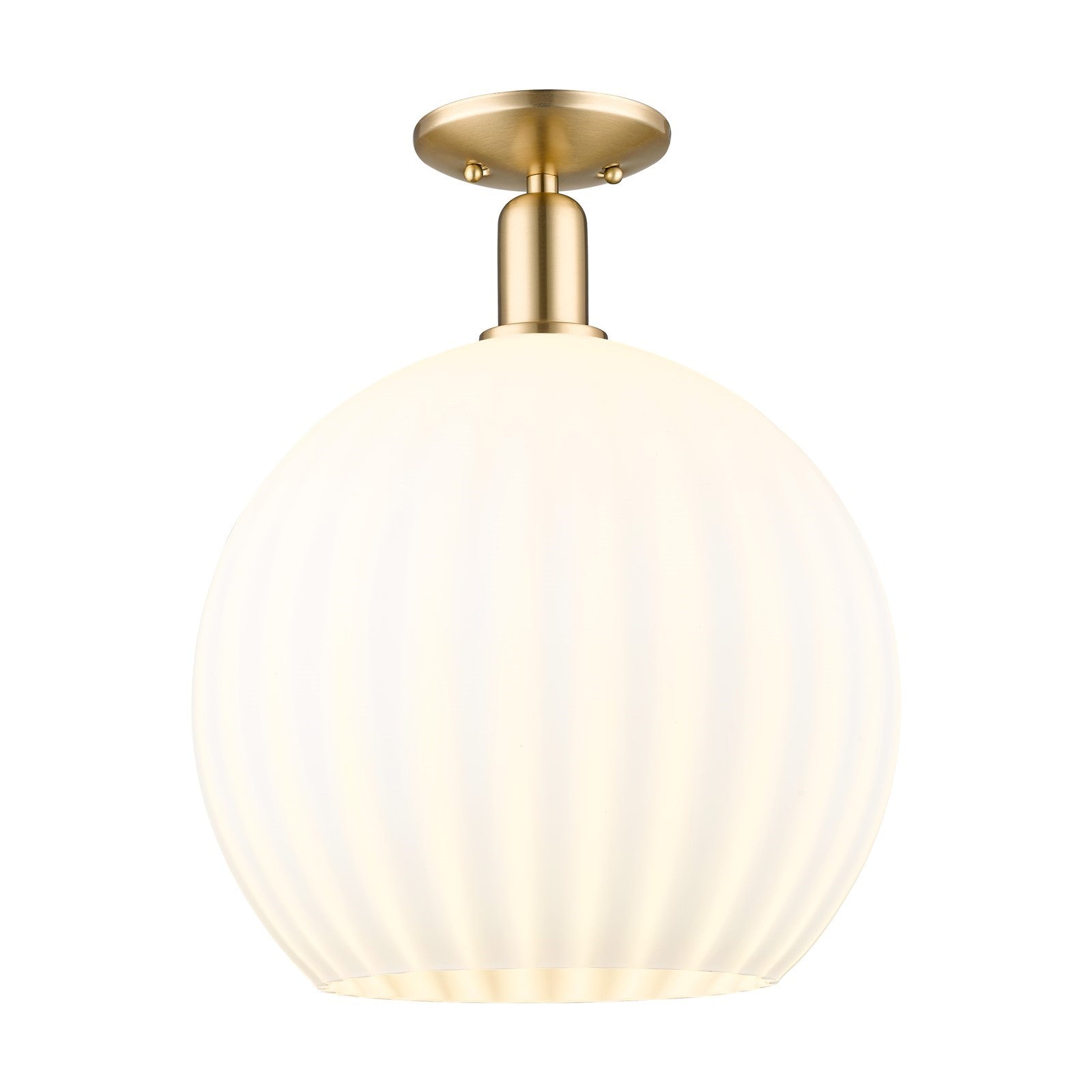 Innovations Lighting Arcadia 14in 1-Light Semi-Flush Mount | Industrial Champagne Bronze Steel and White Venetian Glass | Model 716-1C-CB-G1217-14WV