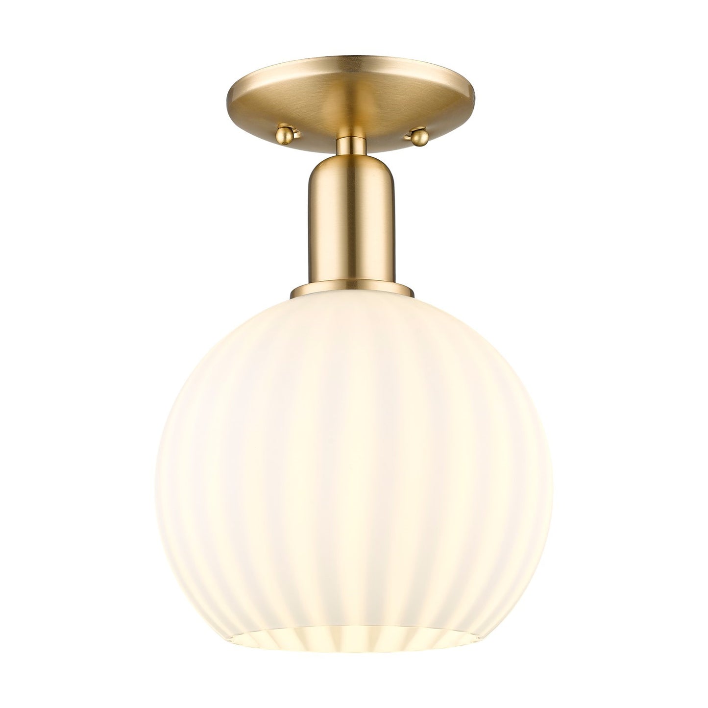Innovations Lighting Arcadia 8in 1-Light Semi-Flush Mount | Industrial Champagne Bronze Steel and White Venetian Glass | Model 716-1C-CB-G1217-8WV