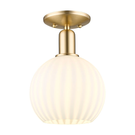 Innovations Lighting Arcadia 8in 1-Light Semi-Flush Mount | Industrial Champagne Bronze Steel and White Venetian Glass | Model 716-1C-CB-G1217-8WV