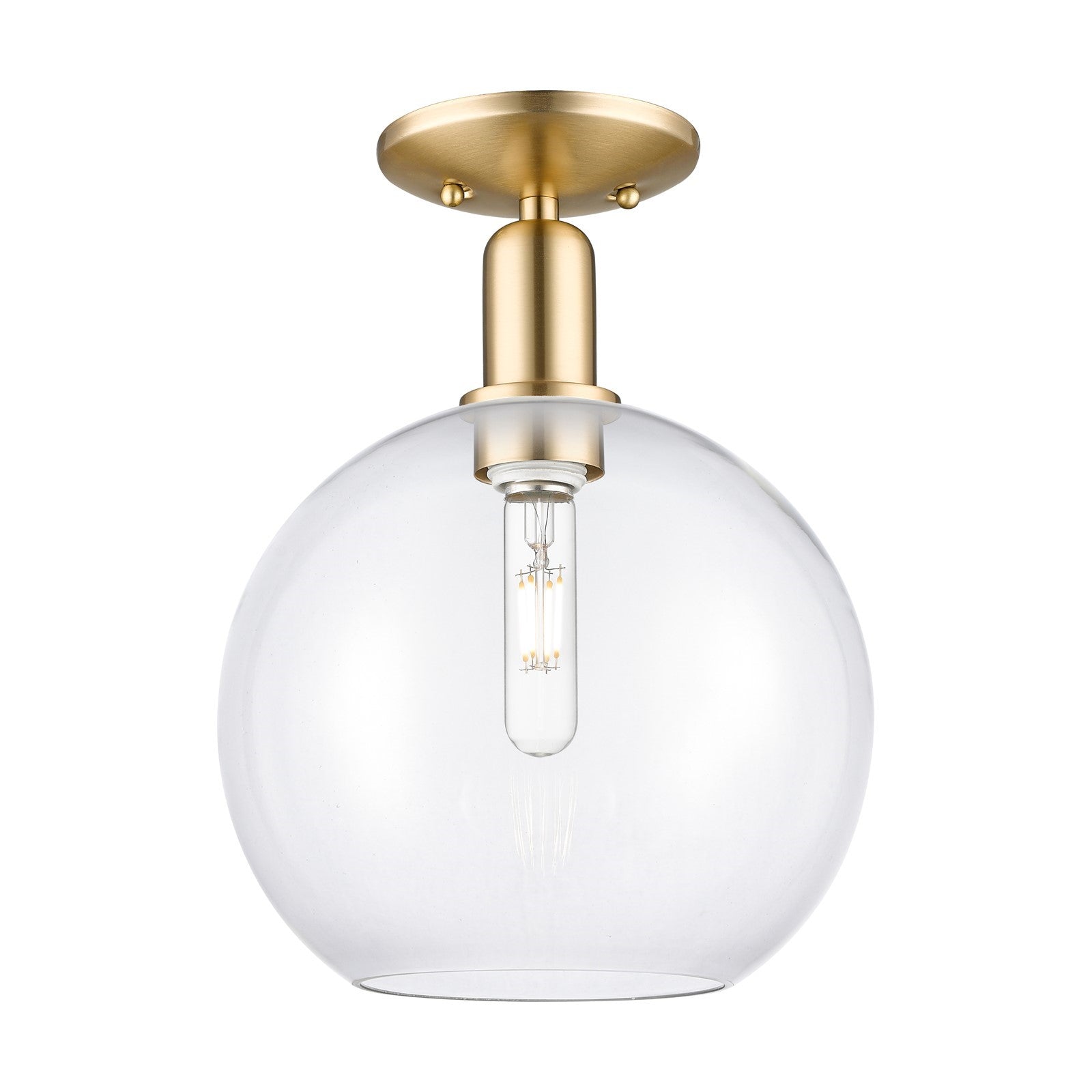 Innovations Athens 10in 1-Light Semi-Flush Mount | Industrial Champagne Bronze Steel and Clear Glass | Entryway & Hallway | 10 x | Model 716-1C-CB-G122-10