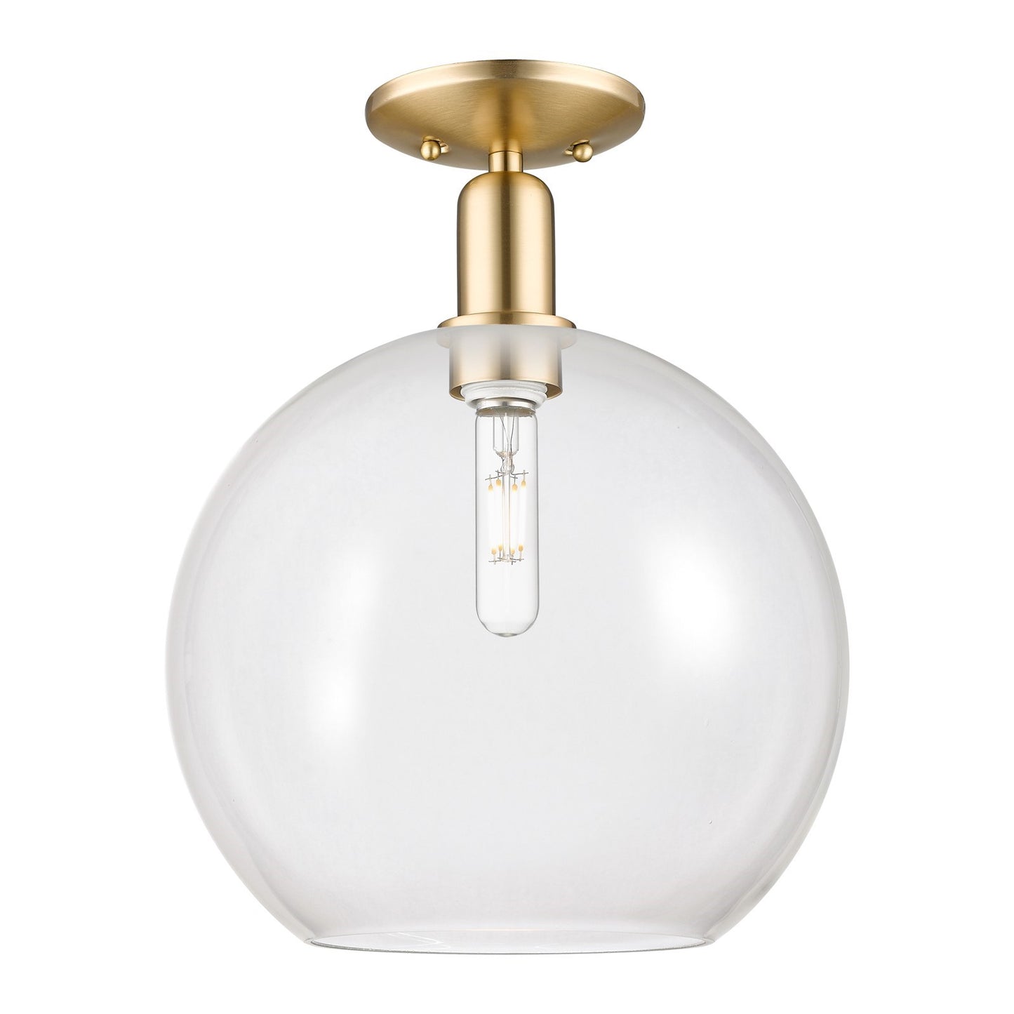 Innovations Athens 12in 1-Light Semi-Flush Mount | Industrial Champagne Bronze Steel and Clear Glass | Living Room & Entryway | Model 716-1C-CB-G122-12