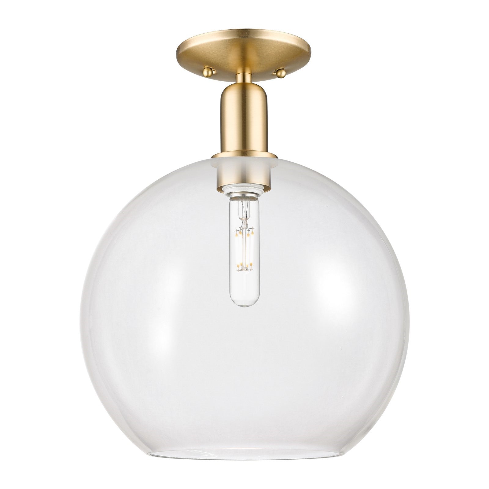 Innovations Athens 12in 1-Light Semi-Flush Mount | Industrial Champagne Bronze Steel and Clear Glass | Living Room & Entryway | Model 716-1C-CB-G122-12