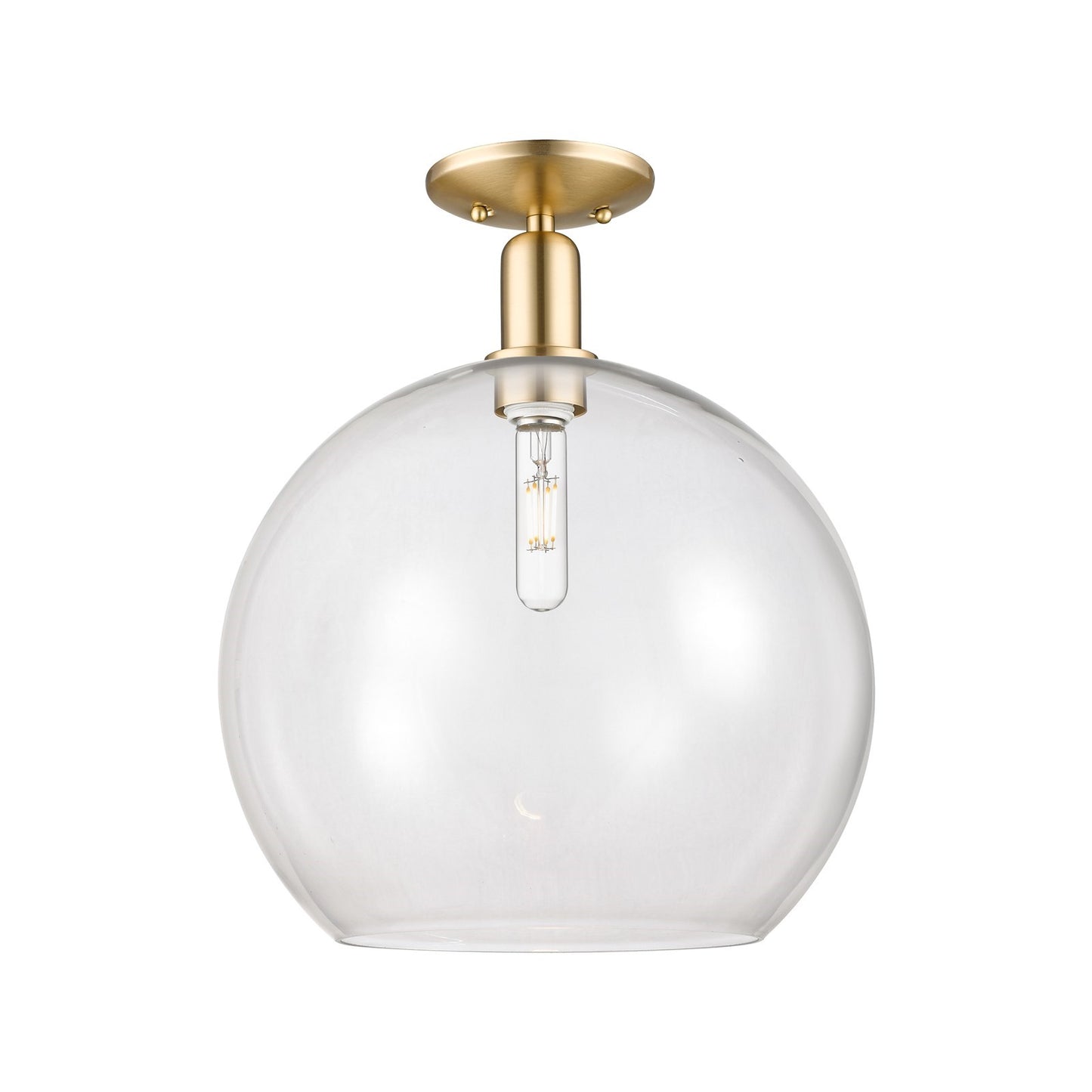 Innovations Athens 14in 1-Light Semi-Flush Mount | Industrial Champagne Bronze Steel and Clear Glass | Living Room & Entryway | Model 716-1C-CB-G122-14