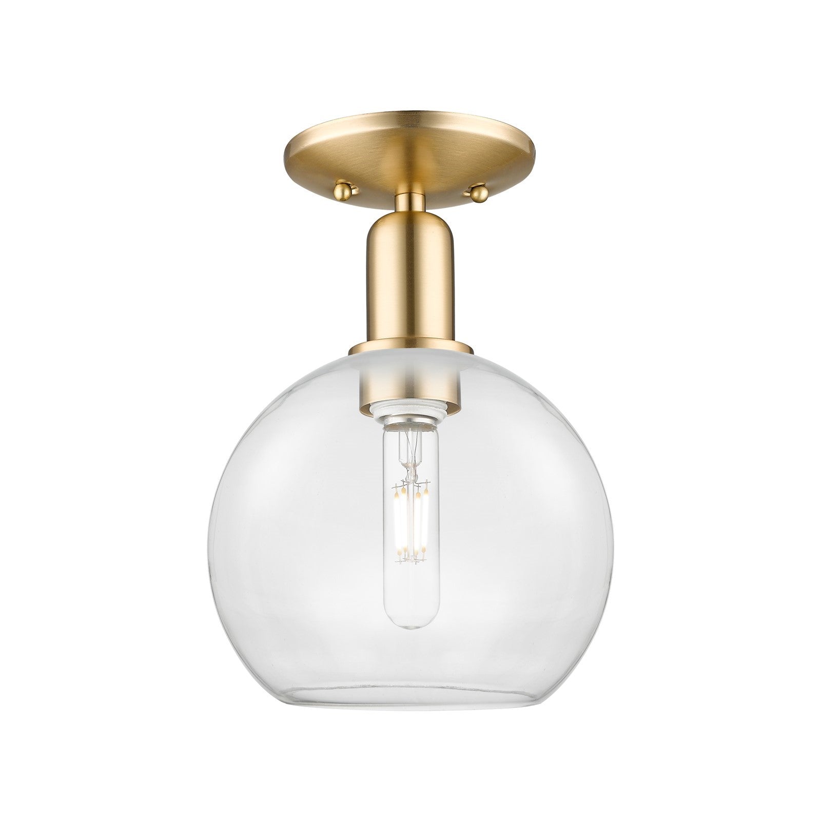 Innovations Athens 8in 1-Light Semi-Flush Mount | Industrial Champagne Bronze Steel and Clear Glass | Entryway & Hallway | 8 x 8 | Model 716-1C-CB-G122-8