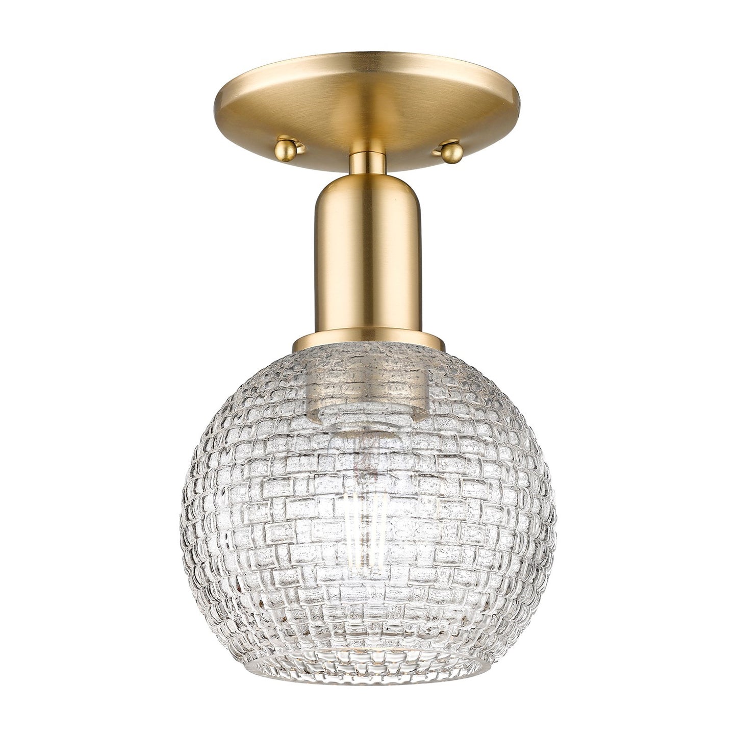 Innovations Athens 6in 1-Light Semi-Flush Mount | Industrial Champagne Bronze Steel and Clear Basket Weave Glass | Entryway & | Model 716-1C-CB-G122C-6CL