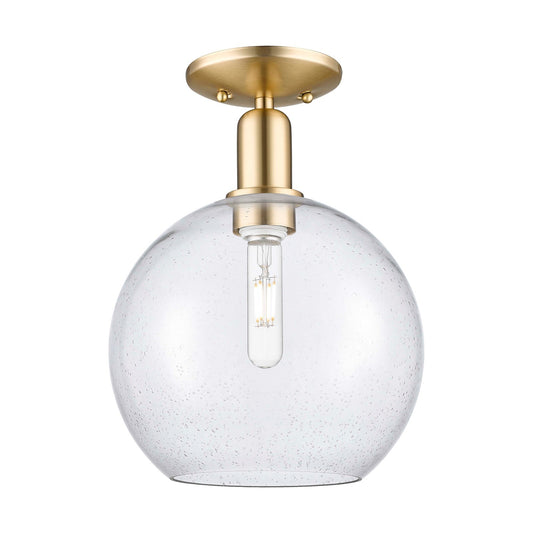 Innovations Athens 10in 1-Light Semi-Flush Mount | Industrial Champagne Bronze Steel and Seedy Glass | Entryway & Hallway | 10 x | Model 716-1C-CB-G124-10