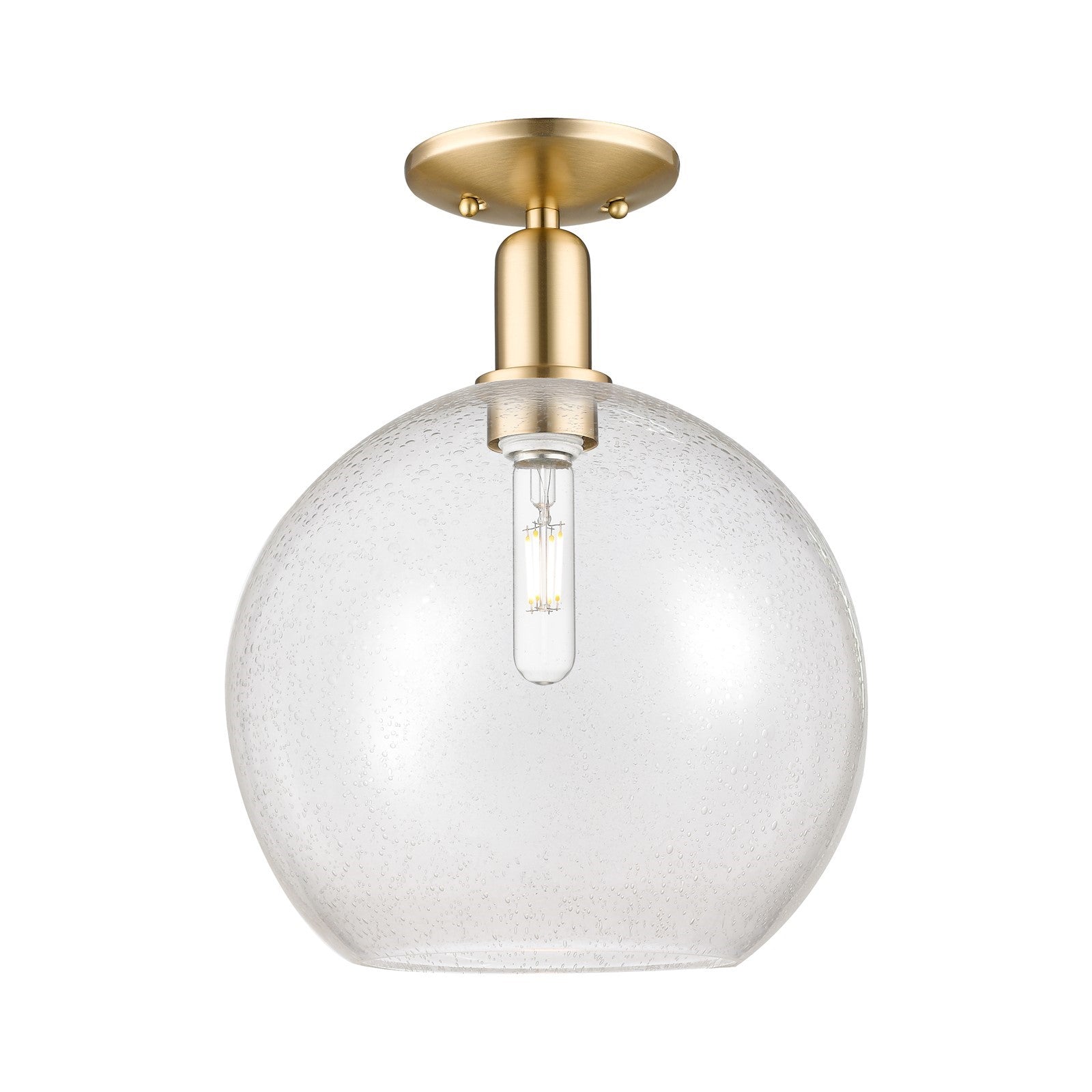 Innovations Athens 12in 1-Light Semi-Flush Mount | Industrial Champagne Bronze Steel and Seedy Glass | Damp-Rated Entryway & | Model 716-1C-CB-G124-12