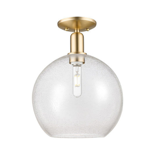 Innovations Athens 12in 1-Light Semi-Flush Mount | Industrial Champagne Bronze Steel and Seedy Glass | Damp-Rated Entryway & | Model 716-1C-CB-G124-12
