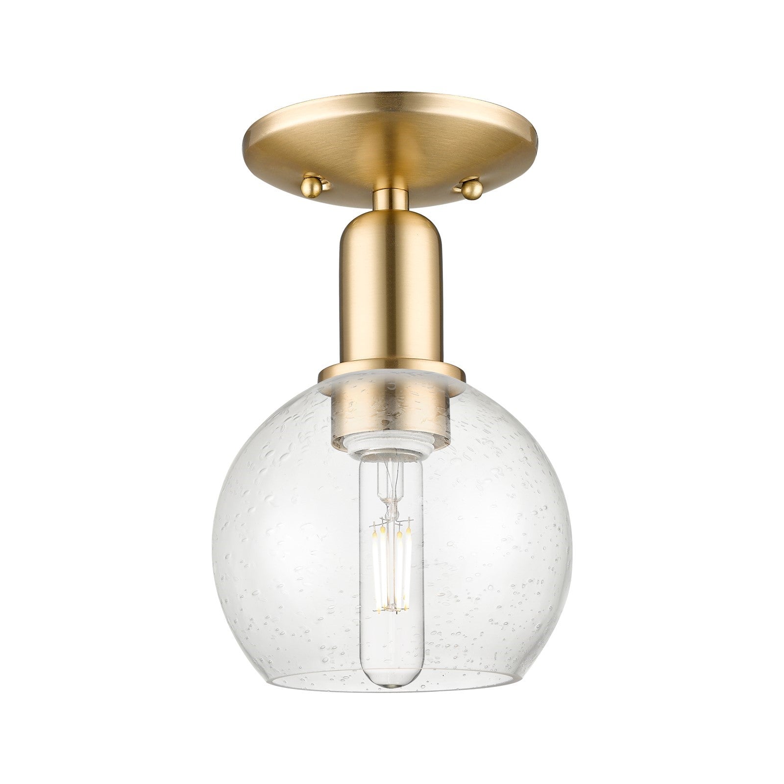 Innovations Athens 6in 1-Light Semi-Flush Mount | Industrial Champagne Bronze Steel and Seedy Glass | Entryway & Hallway | 5.88 x | Model 716-1C-CB-G124-6