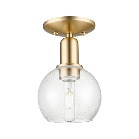 Innovations Athens 6in 1-Light Semi-Flush Mount | Industrial Champagne Bronze Steel and Seedy Glass | Entryway & Hallway | 5.88 x | Model 716-1C-CB-G124-6