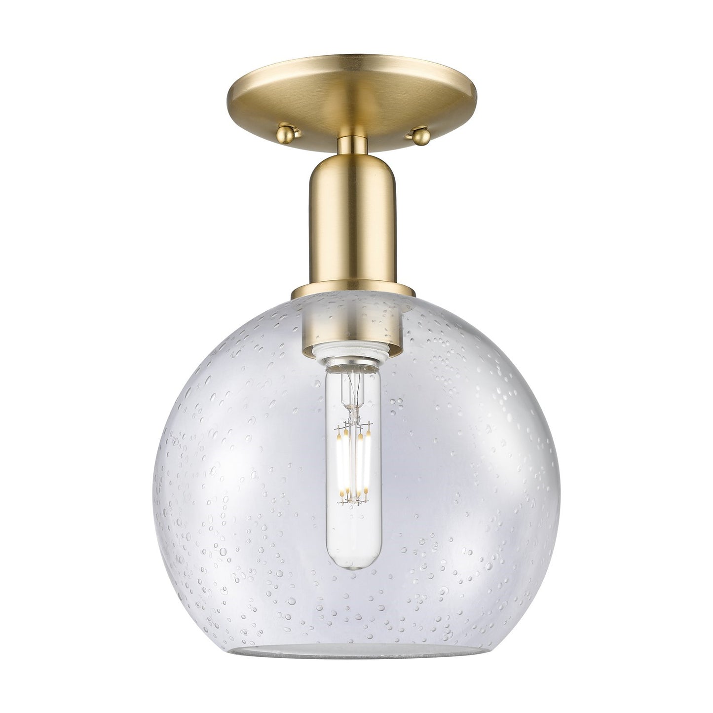 Innovations Athens 8in 1-Light Semi-Flush Mount | Industrial Champagne Bronze Steel and Seedy Glass | Damp-Rated Hallway & | Model 716-1C-CB-G124-8