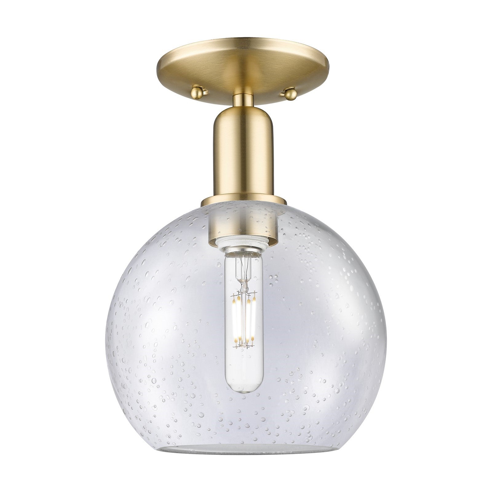 Innovations Athens 8in 1-Light Semi-Flush Mount | Industrial Champagne Bronze Steel and Seedy Glass | Damp-Rated Hallway & | Model 716-1C-CB-G124-8