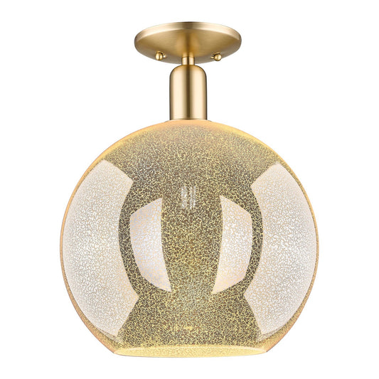 Innovations Athens 12in 1-Light Semi-Flush Mount | Industrial Champagne Bronze Steel and Mercury Glass | Entryway & Hallway | Model 716-1C-CB-G128-12
