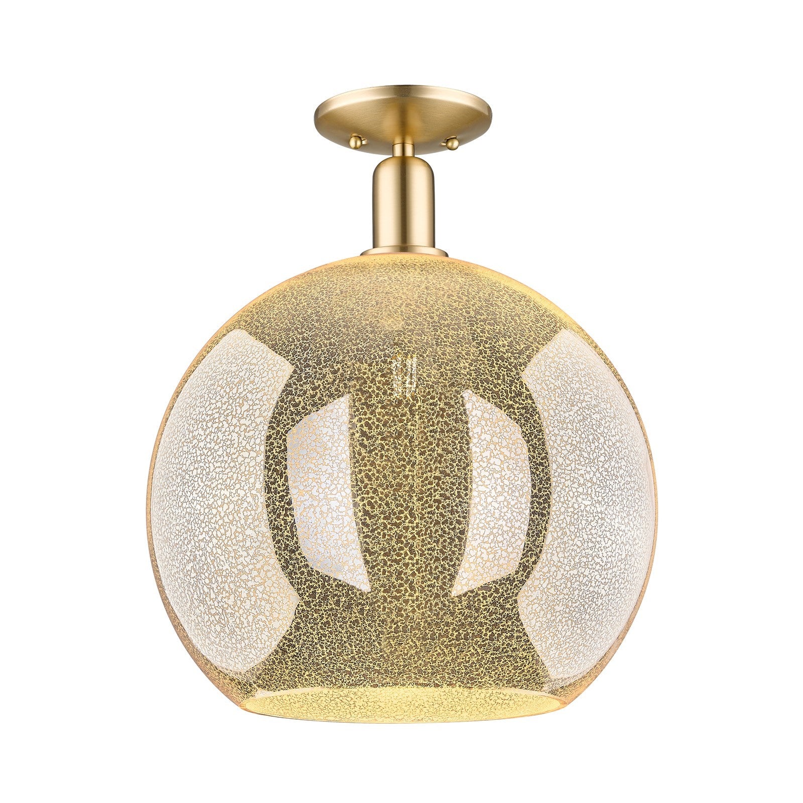 Innovations Athens 14in 1-Light Semi-Flush Mount | Industrial Champagne Bronze Steel and Mercury Glass | Entryway & Hallway | Model 716-1C-CB-G128-14