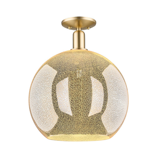 Innovations Athens 14in 1-Light Semi-Flush Mount | Industrial Champagne Bronze Steel and Mercury Glass | Entryway & Hallway | Model 716-1C-CB-G128-14