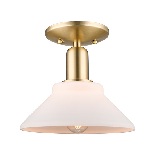 Innovations Orwell 8in 1-Light Semi-Flush Mount | Industrial Champagne Bronze Steel and Matte White Glass | Kitchen & Hallway | Model 716-1C-CB-G131