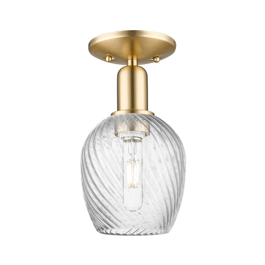 Innovations Salina 6in 1-Light Semi-Flush Mount | Industrial Champagne Bronze Steel and Clear Spiral Fluted Glass | Entryway & | Model 716-1C-CB-G292