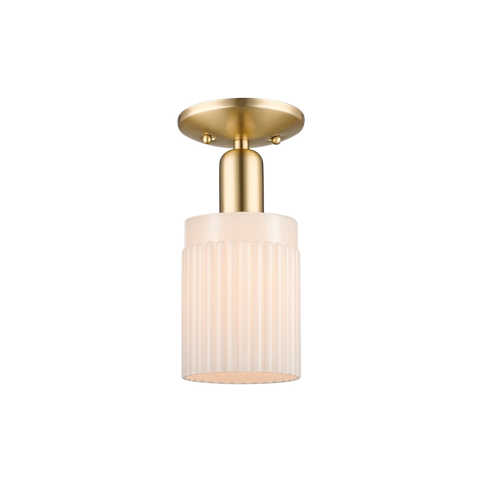 Innovations Hadley 4.5in 1-Light Semi-Flush Mount | Industrial Champagne Bronze Steel and Matte White Glass | Entryway & Hallway | Model 716-1C-CB-G341