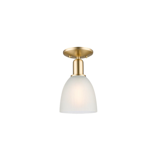 Innovations Castile 6in 1-Light Semi-Flush Mount | Industrial Champagne Bronze Steel and White Glass Dome | Damp-Rated Hallway & | Model 716-1C-CB-G381