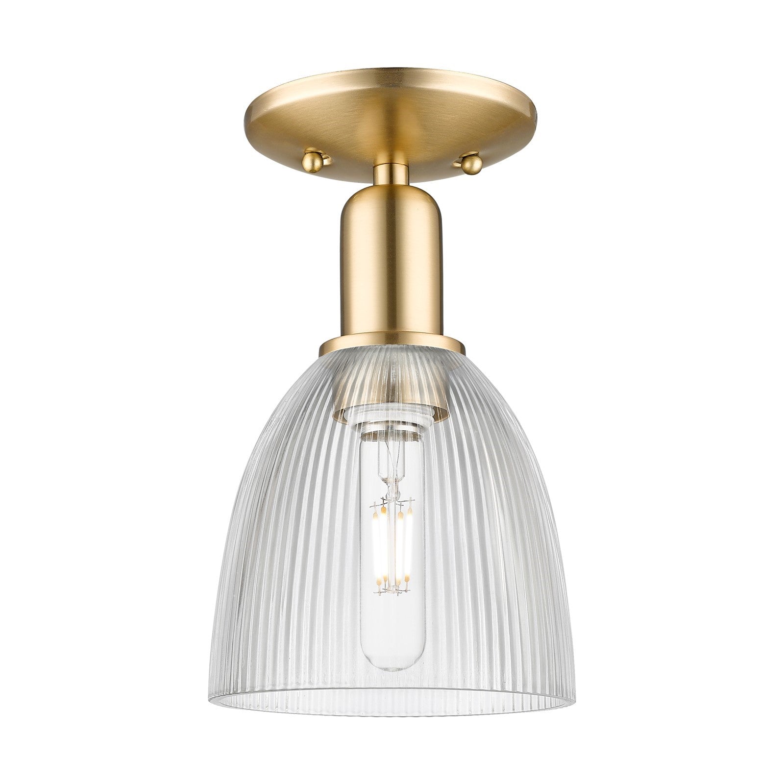 Innovations Castile 6in 1-Light Semi-Flush Mount | Industrial Champagne Bronze Steel and Clear Glass | Entryway & Hallway | 6 x 6 x | Model 716-1C-CB-G382