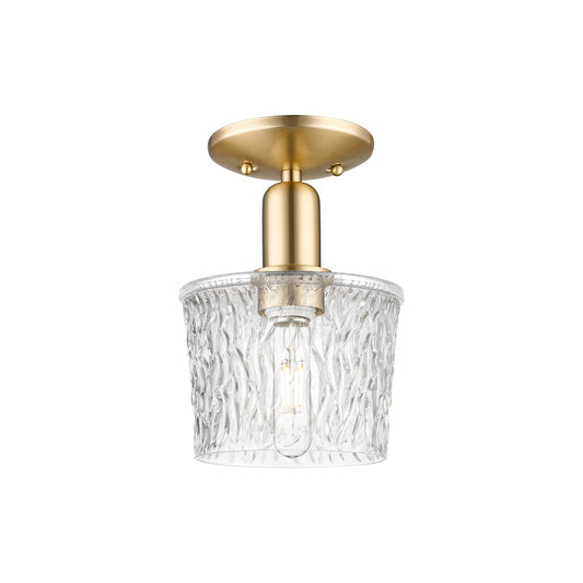 Innovations Niagara 7in 1-Light Semi-Flush Mount | Industrial Champagne Bronze Steel and Clear Glass | Entryway & Hallway | 6.5 x | Model 716-1C-CB-G402