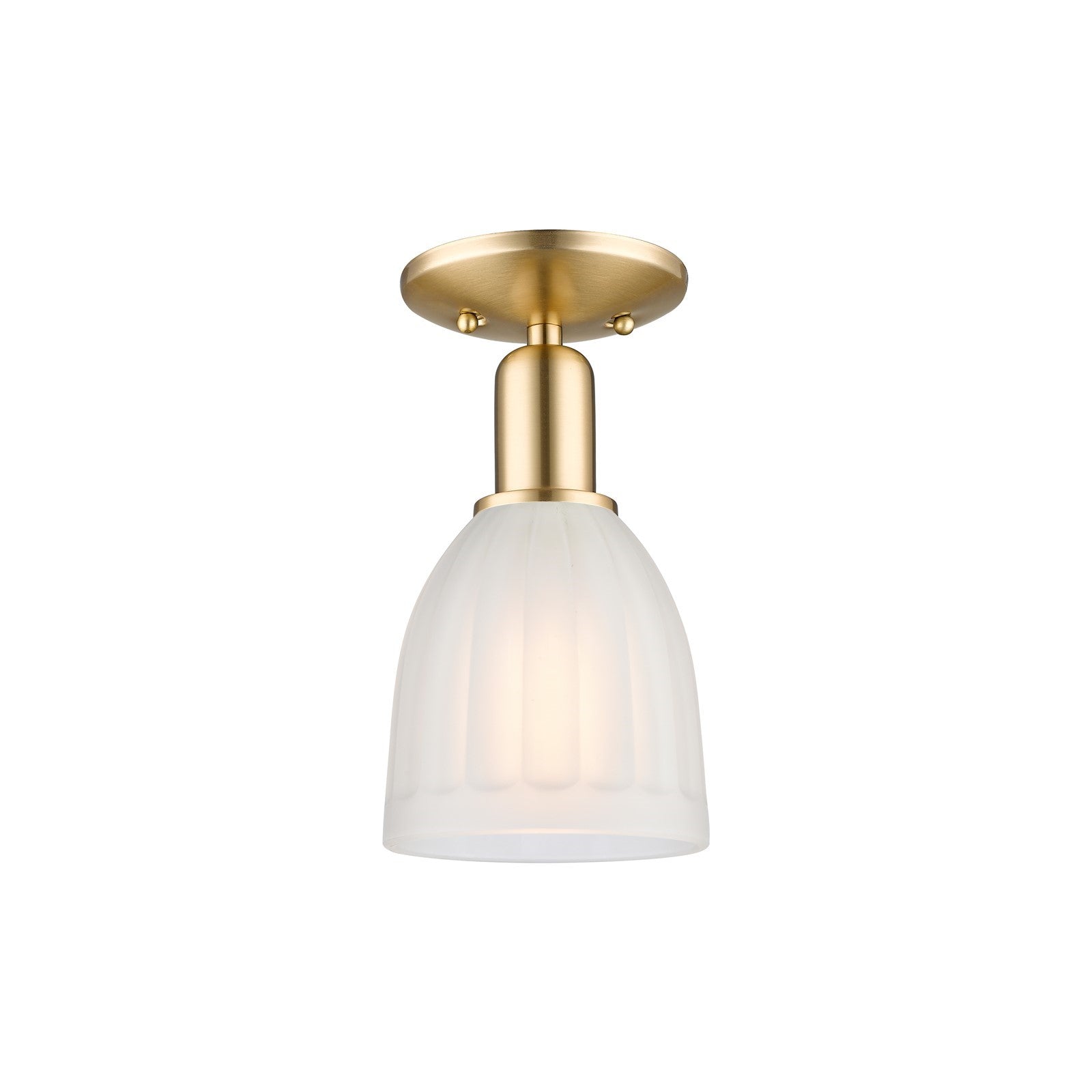 Innovations Brookfield 6in 1-Light Semi-Flush Mount | Industrial Champagne Bronze Steel and White Frosted Ribbed Glass | Entryway & | Model 716-1C-CB-G441