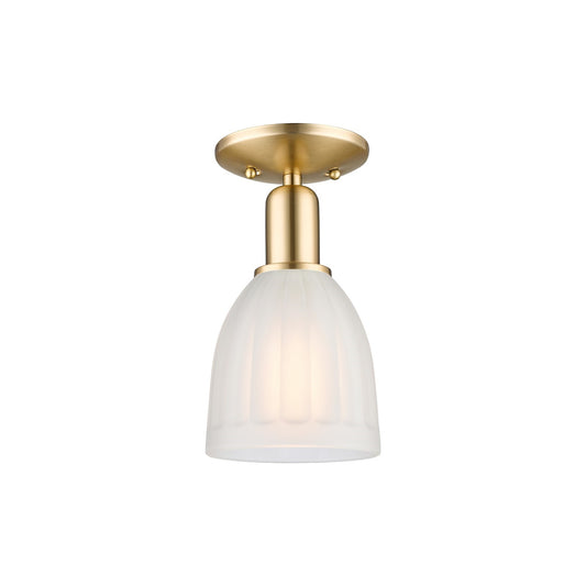 Innovations Brookfield 6in 1-Light Semi-Flush Mount | Industrial Champagne Bronze Steel and White Frosted Ribbed Glass | Entryway & | Model 716-1C-CB-G441