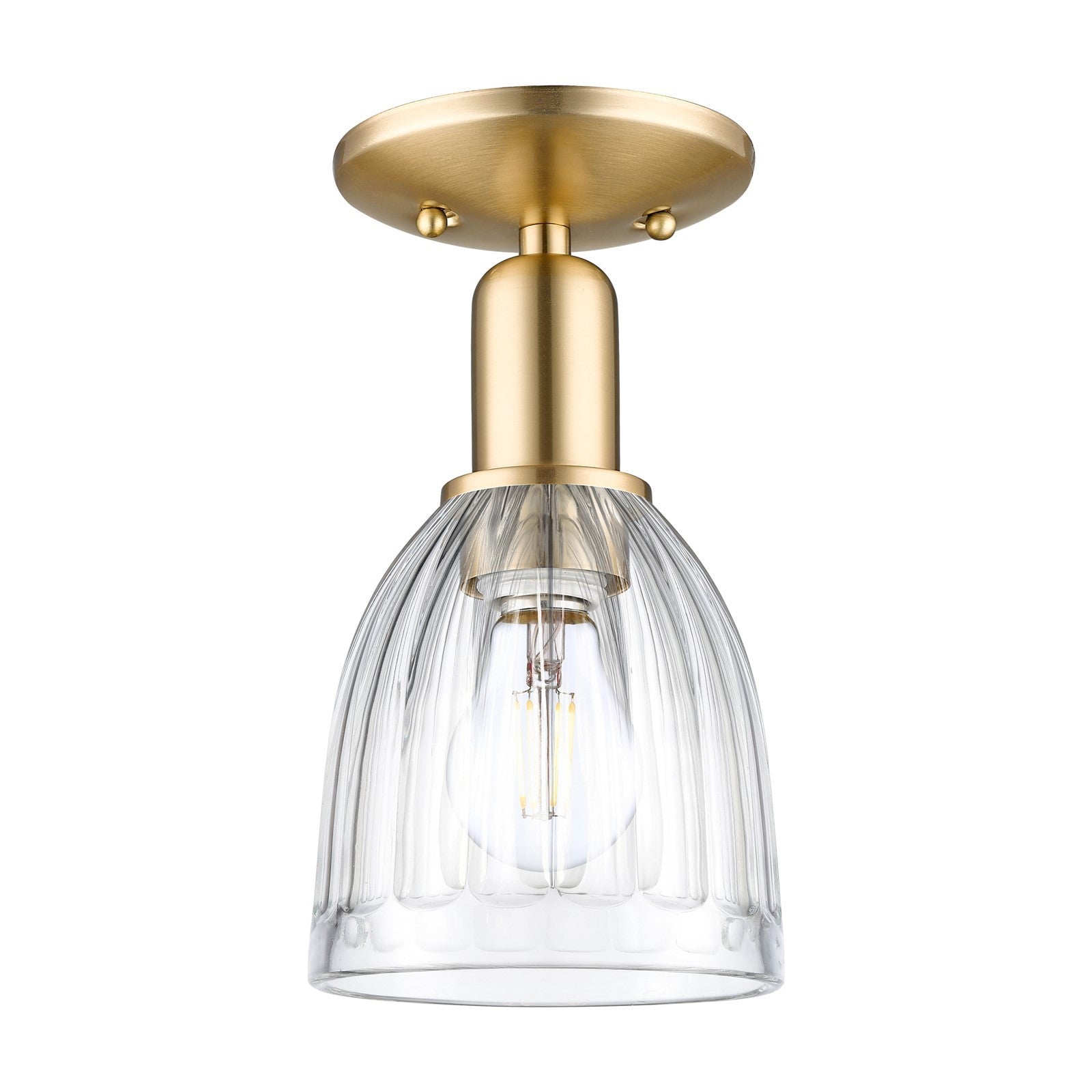 Innovations Brookfield 6in 1-Light Semi-Flush Mount | Industrial Champagne Bronze Steel and Clear Ribbed Glass | Entryway & Hallway | Model 716-1C-CB-G442