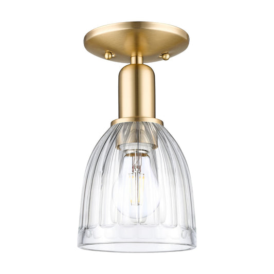 Innovations Brookfield 6in 1-Light Semi-Flush Mount | Industrial Champagne Bronze Steel and Clear Ribbed Glass | Entryway & Hallway | Model 716-1C-CB-G442