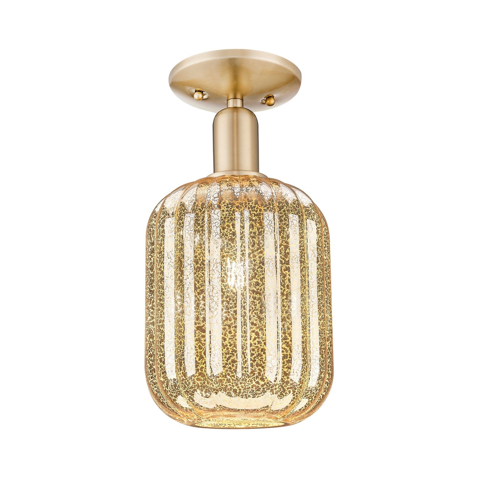 Innovations Preston Cylinder 6.75in 1-Light Semi-Flush Mount | Industrial Champagne Bronze Steel and Mercury Glass | Entryway & | Model 716-1C-CB-G460-7ME