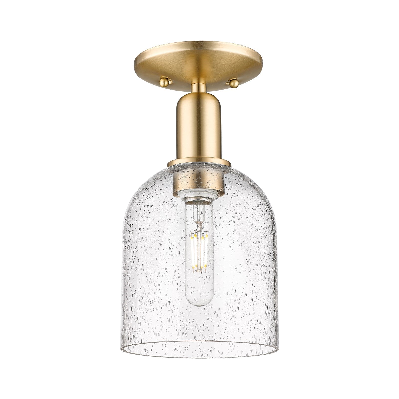 Innovations Bella 1-Light 6in Semi-Flush Mount | Industrial Champagne Bronze Steel and Seedy Glass | Entryway & Hallway | 5.5 | Model 716-1C-CB-G558-6SDY