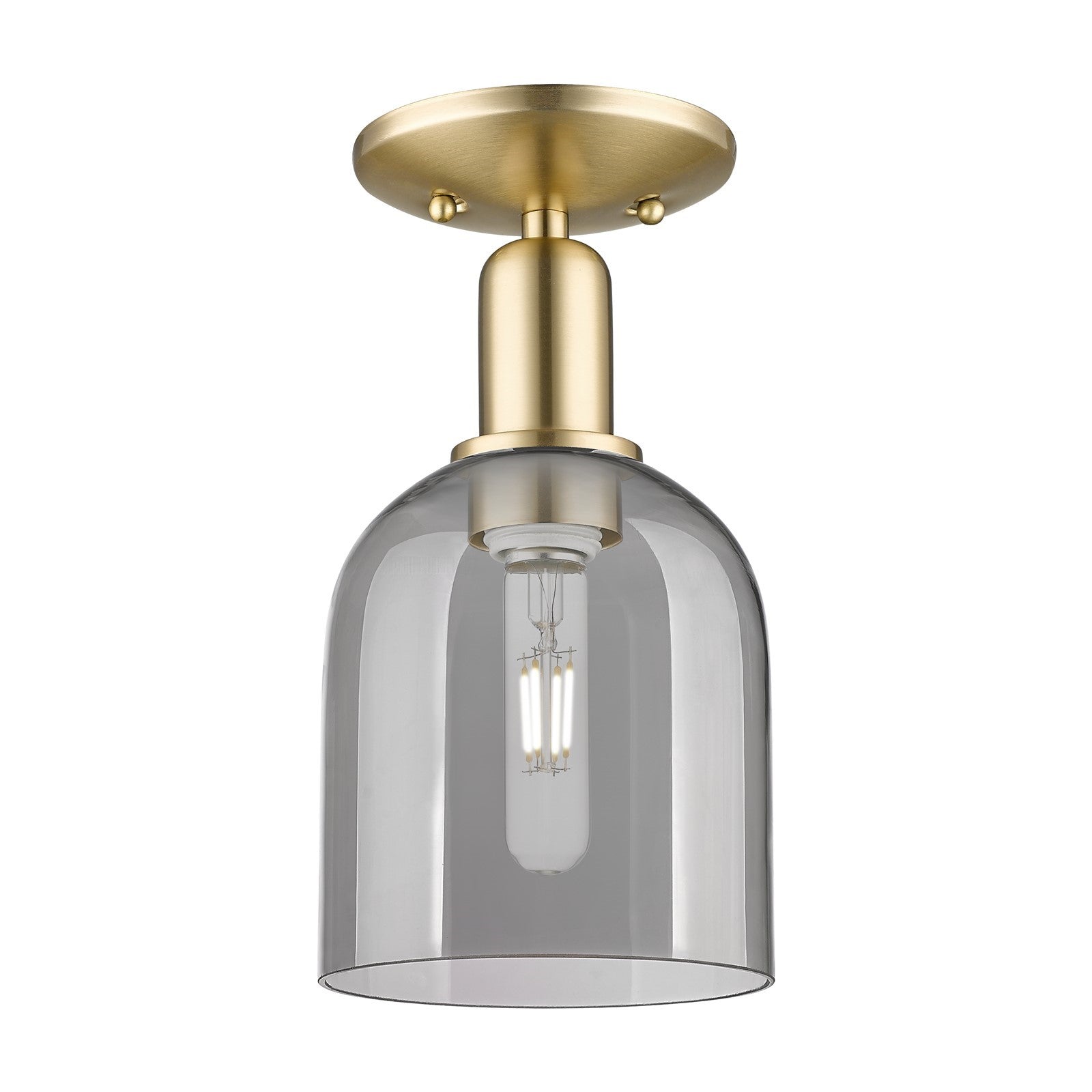 Innovations Bella 6in 1-Light Semi-Flush Mount | Industrial Champagne Bronze Steel and Light Smoke Bell Glass | Entryway & | Model 716-1C-CB-G558-6SM