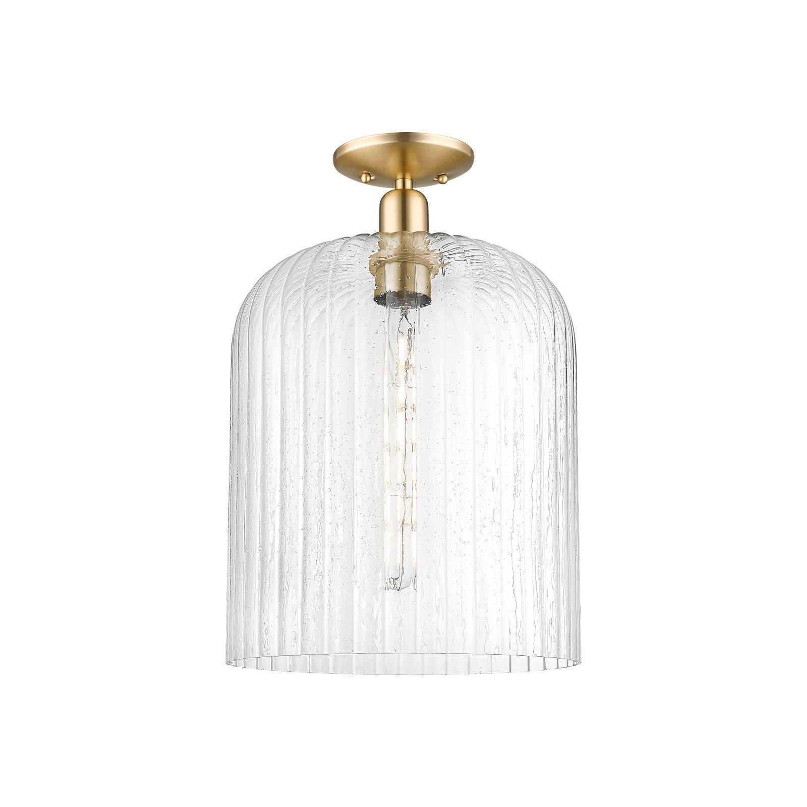 Innovations Bridal Veil 12in 1-Light Semi-Flush Mount | Industrial Champagne Bronze Steel and Seedy Glass | Entryway & | Model 716-1C-CB-G559-12SDY