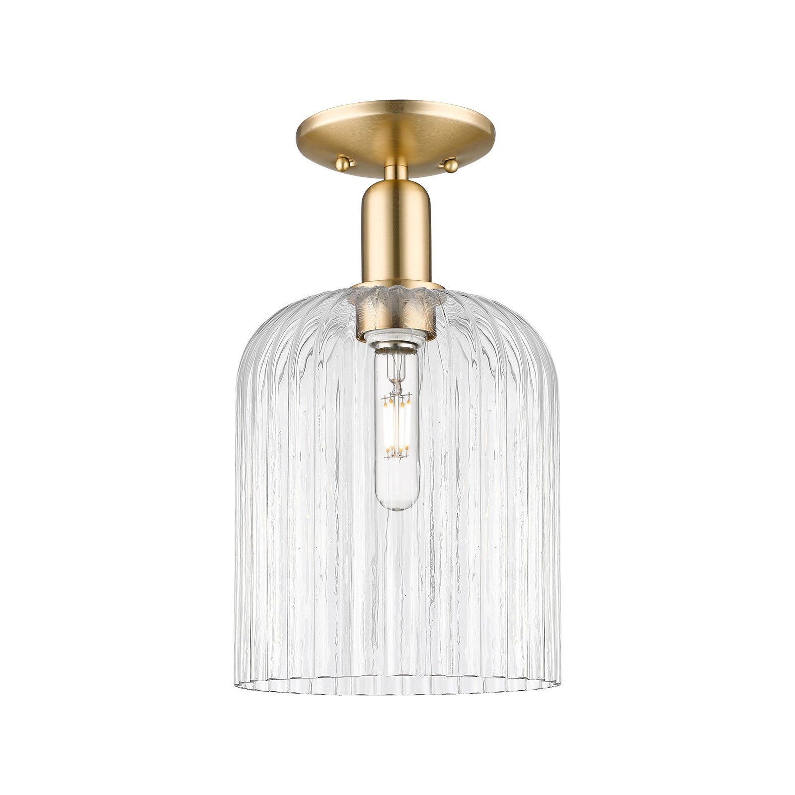 Innovations Bridal Veil 8in 1-Light Semi-Flush Mount | Industrial Champagne Bronze Steel and Clear Ribbed Glass | Entryway & | Model 716-1C-CB-G559-8CL
