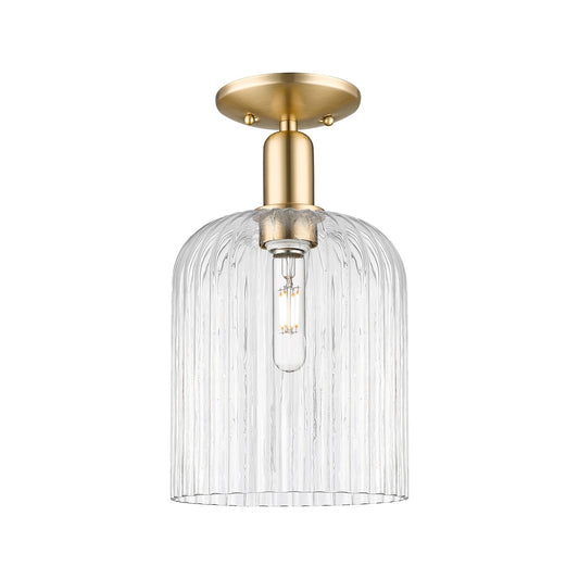 Innovations Bridal Veil 8in 1-Light Semi-Flush Mount | Industrial Champagne Bronze Steel and Clear Ribbed Glass | Entryway & | Model 716-1C-CB-G559-8CL