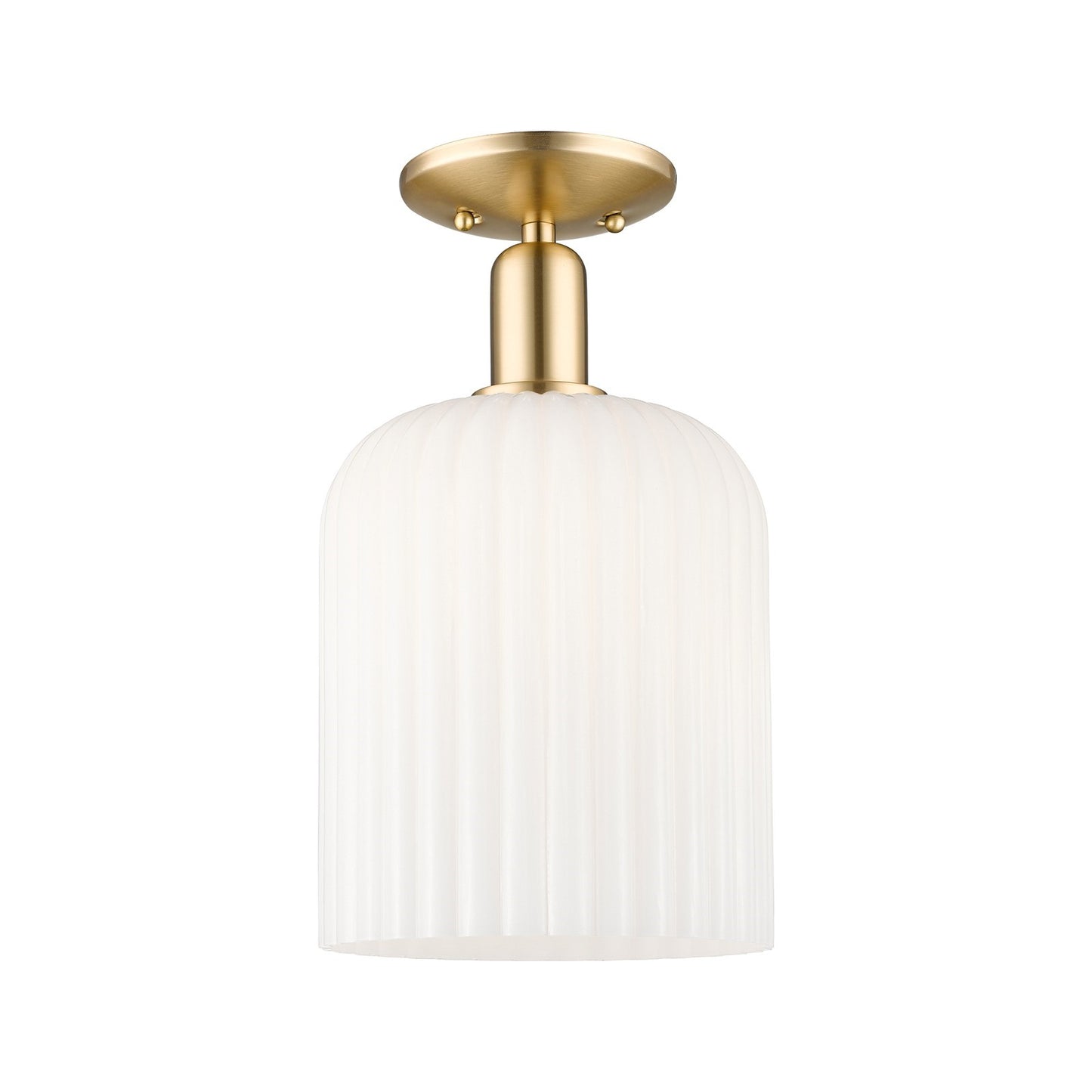 Innovations Bridal Veil 8in 1-Light Semi-Flush Mount | Industrial Champagne Bronze Steel and Gloss White Ribbed Glass | Model 716-1C-CB-G559-8GWH