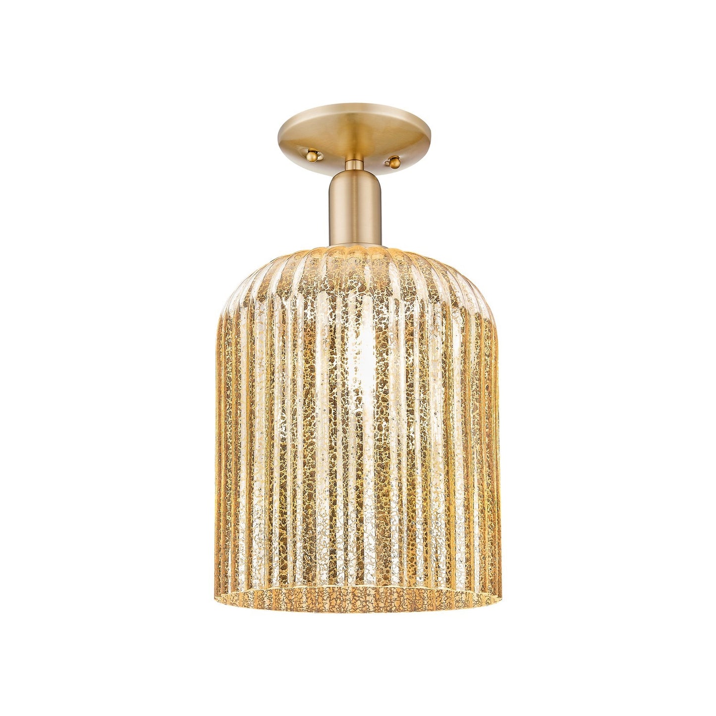 Innovations Bridal Veil 8in 1-Light Semi-Flush Mount | Industrial Champagne Bronze Steel and Mercury Ribbed Glass | Entryway & | Model 716-1C-CB-G559-8ME