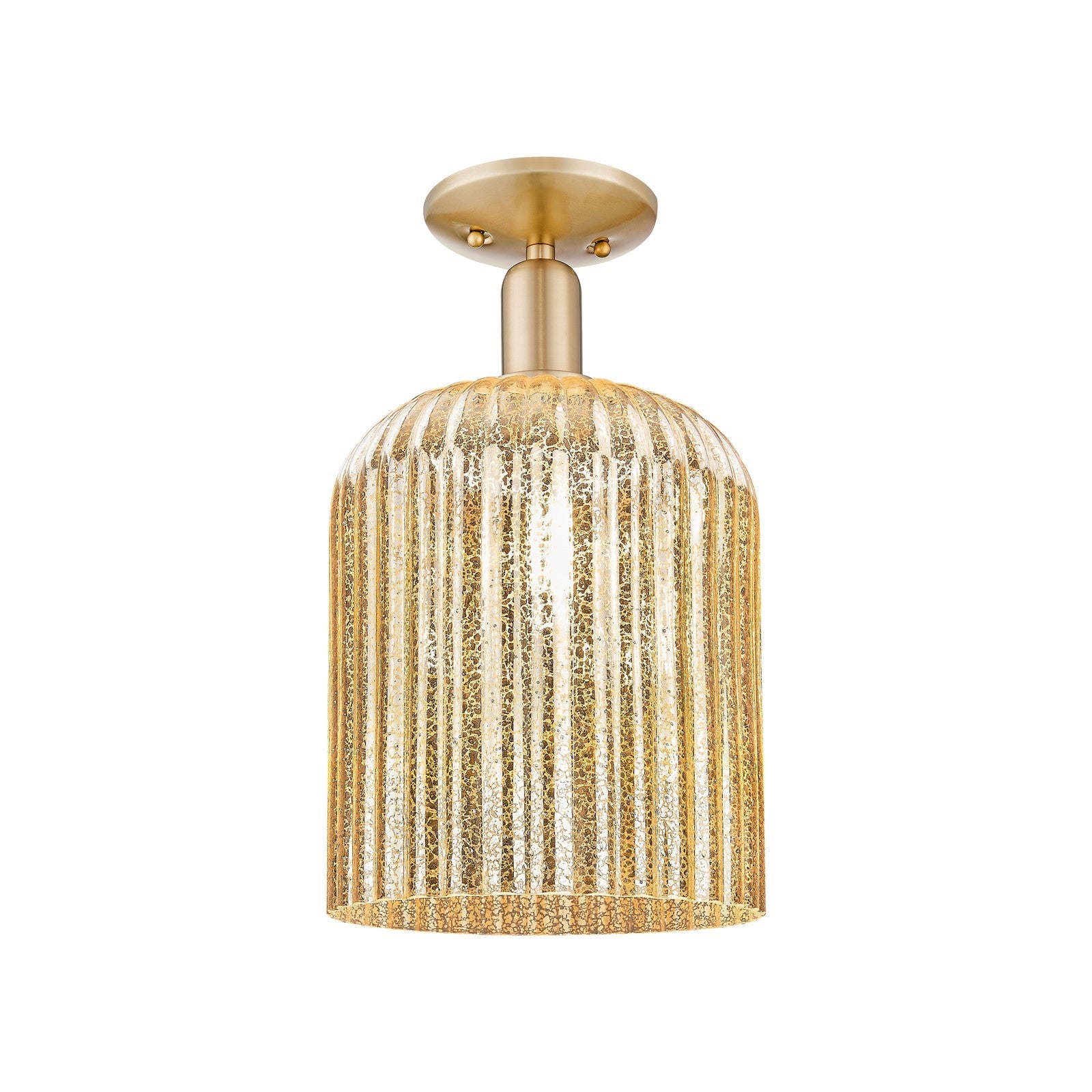 Innovations Bridal Veil 8in 1-Light Semi-Flush Mount | Industrial Champagne Bronze Steel and Mercury Ribbed Glass | Entryway & | Model 716-1C-CB-G559-8ME