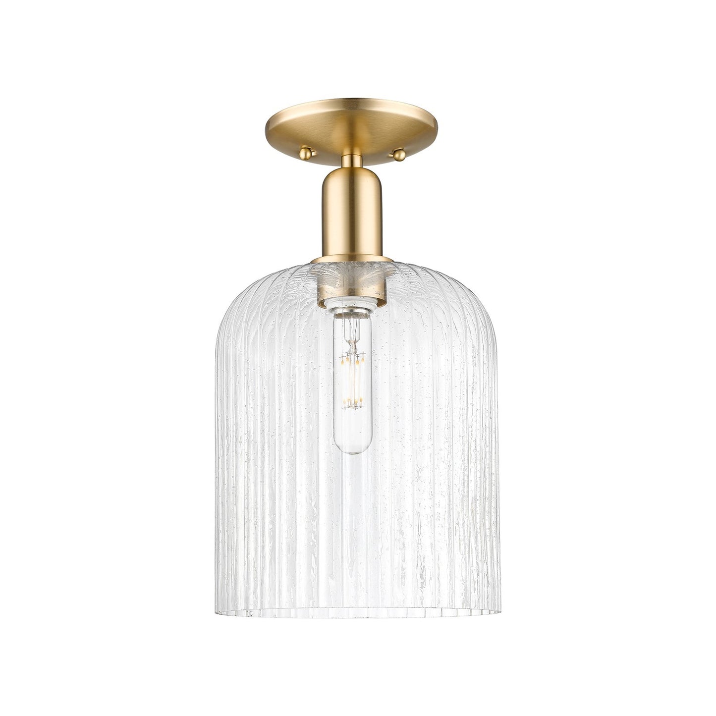 Innovations Bridal Veil 8in 1-Light Semi-Flush Mount | Industrial Champagne Bronze Steel and Seedy Glass | Hallway & Entryway | Model 716-1C-CB-G559-8SDY
