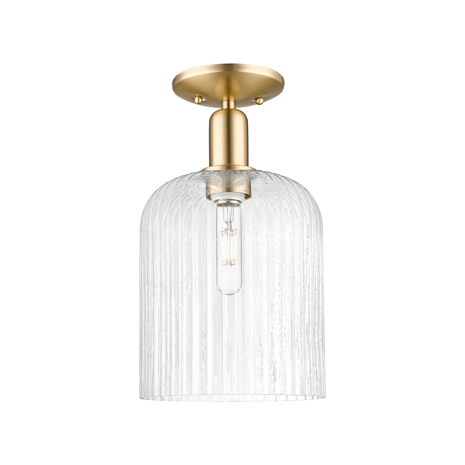 Innovations Bridal Veil 8in 1-Light Semi-Flush Mount | Industrial Champagne Bronze Steel and Seedy Glass | Hallway & Entryway | Model 716-1C-CB-G559-8SDY